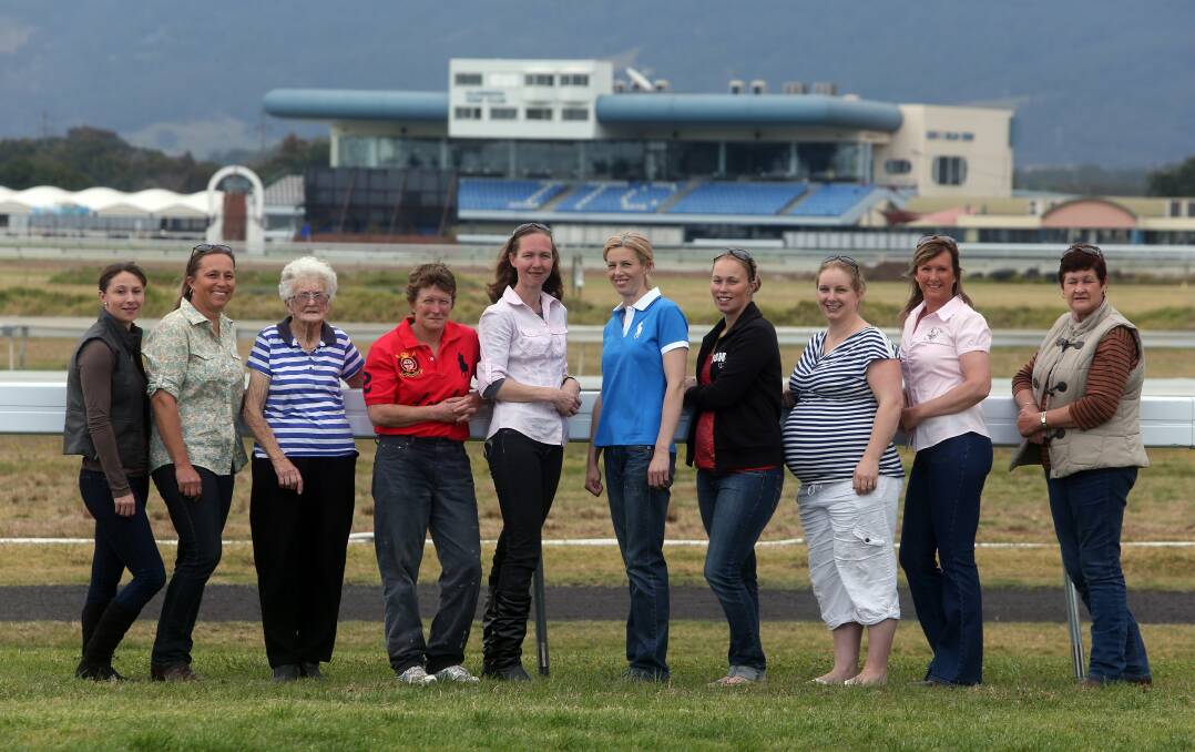 Fine company: Elsie Green (third from left) with Kembla Grange's female trainers in 2012. Picture: Robert Peet