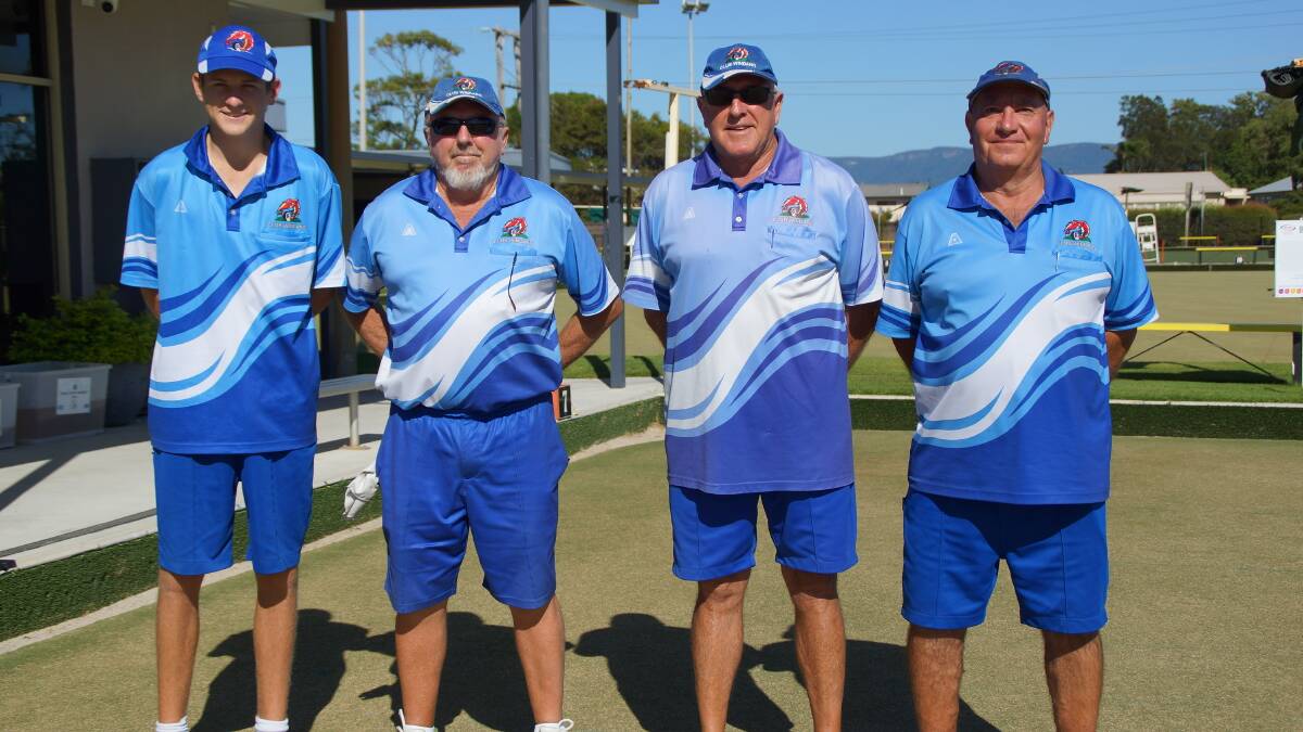 Champs: Windang Club Fours winners Daniel Davies, Geoff Walker, Chris Bradley and Dave Tyrrell after their triumph earlier this year.