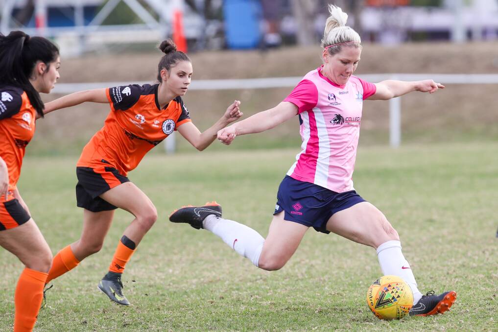 Fire: Caitlin Cooper scored a late goal against the Jets to secure a 2-1 win for the Stingrays. Picture: Adam McLean