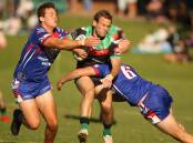 Back in action: Jamberoo's Jono Dallas tries to break the Gerringong defence. 