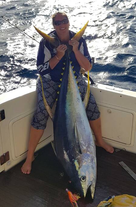 Big catch: Genelle Murphy with her recent 67kg yellowfin on just 15kg line class tackle.