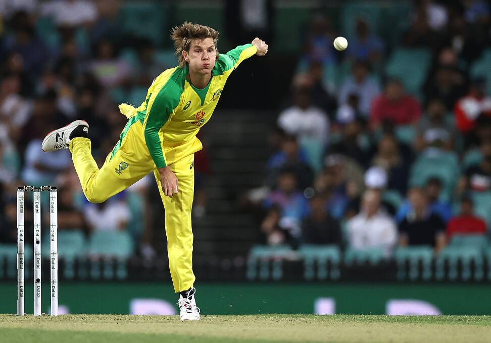 Grip and rip: Adam Zampa bowls in a one-day match for Australia against India last month. Picture: Ryan Pierse/Getty Images
