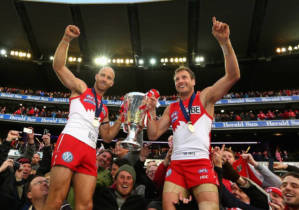Bloods brothers: Jarrad McVeigh and Jude Bolton in 2012. Picture: Quinn Rooney/Getty Images