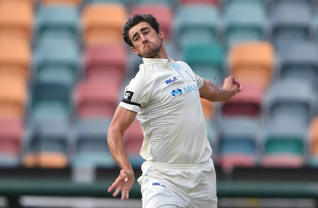 Crunch time: Mitchell Starc bowling for NSW. Picture: Steve Bell/Getty Images
