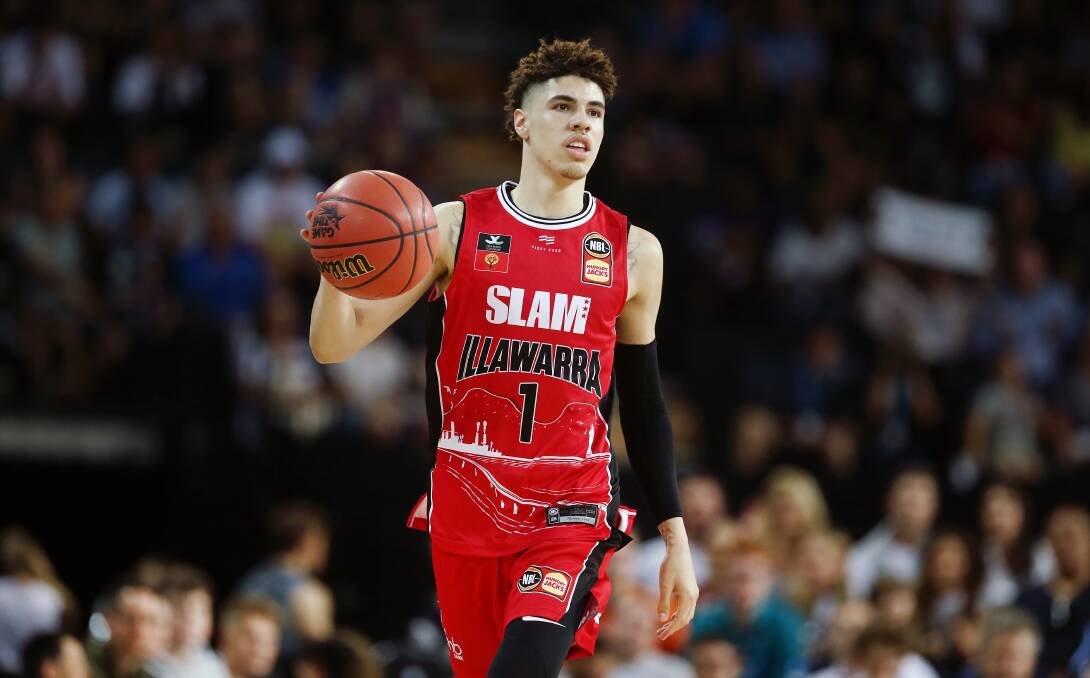 Rising star: NBL Next Stars signing LaMelo Ball during the loss to New Zealand. Picture: Anthony Au-Yeung/Getty Images