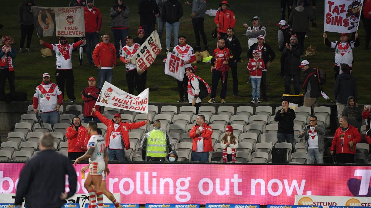 Crowded house: Fans were back at the footy at Kogarah. Picture: Grant Trouville