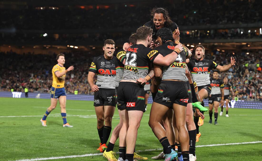 Penrith celebrate during the NRL grand final. Picture by Mark Kolbe/Getty Images
