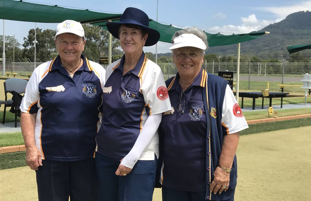 Champs: Wiseman Parks Mary Thomas, Carol Owen and Julea Morgan claimed the Illawarra District Triples title. Picture: Mike Driscoll