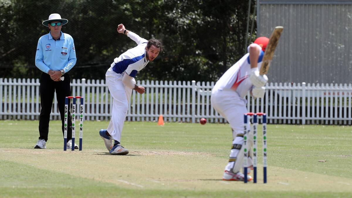 Charge: University's Rhys Voysey bowls in Saturday's big win over Wests, before Illawarra went down in the Regional Bash on Sunday. Picture: Robert Peet