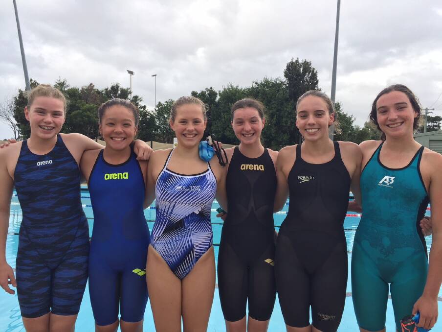 Outstanding results: St Mary's all age swim relay team Jessica Cole, Aya Milton, Grace Ohara, Sarah Locke, Isabella Green and Jasmine Locke who are NSW CCC champions and Wollongong Diocesan record holders.