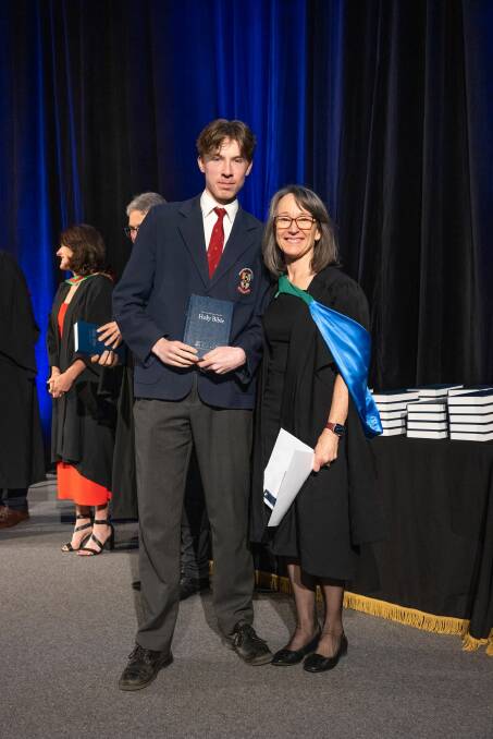 High achiever Jarvis Leith with TIGS principal Judi Nealy.