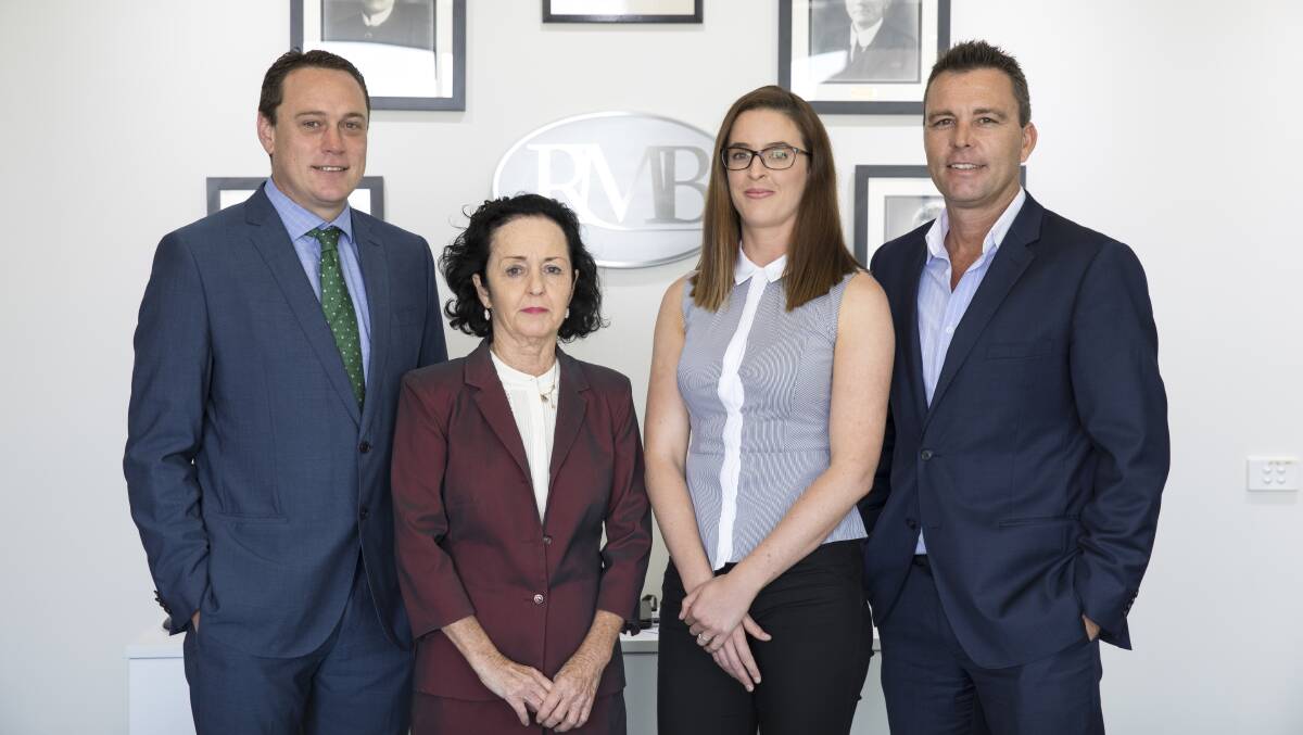 On your side: RMB Lawyers' compensation team (l to r) Steve Baker, Margaret Curran, Anne Barlow and Chris Sheppard. Let RMB Lawyers help you, call them on 1800 681 211 or go to rmblawyers.com.au