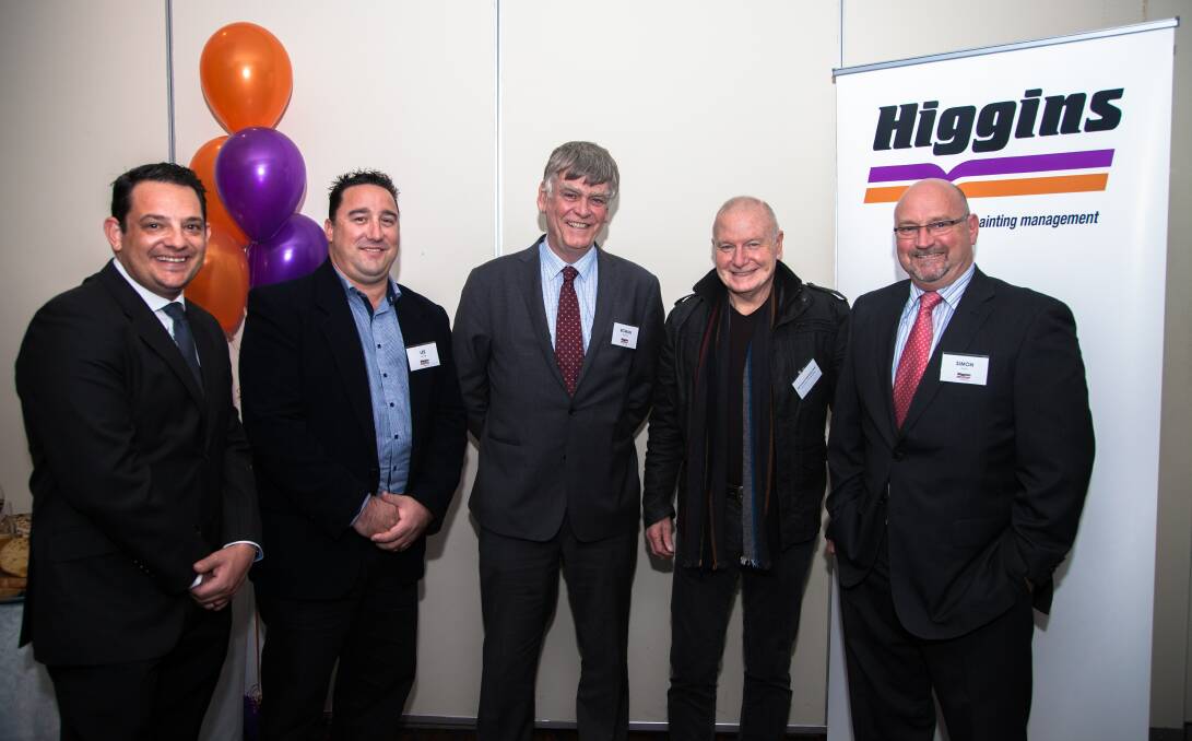 Higgins Illawarra Branch Opening: (left to right) David Dutton, Lee Rowley, Rowan Galbraith (general manager), Wollongong Lord Mayor Gordon Bradbery and Simon Austin (branch manager).
