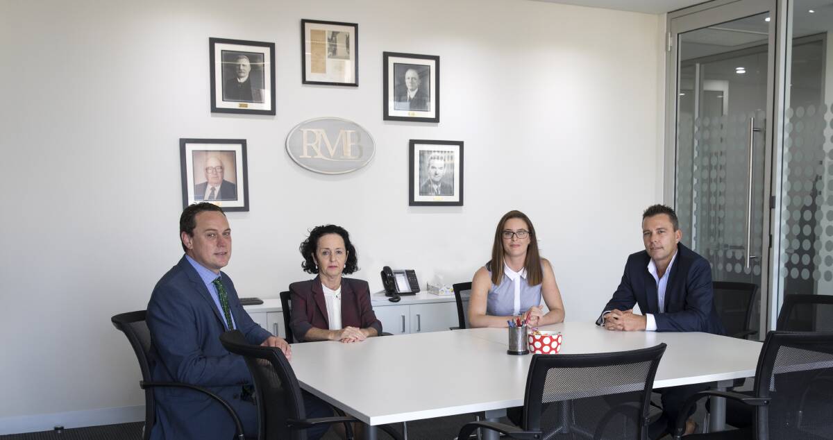 Ready to help: The experienced compensation law team at RMB Lawyers (pictured left to right) Steve Baker, Margaret Curran, Anne Barlow and Chris Sheppard can assist you with your motor accident claim.