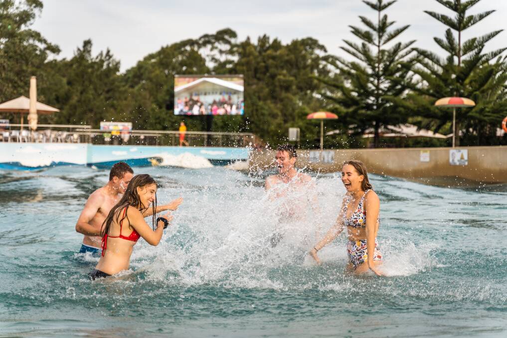 Splash around: Outback Bay is a 2.5 megalitre wave pool with waves up to 1.5 metres high or you can soak up the sun on the golden sand and deck chairs.