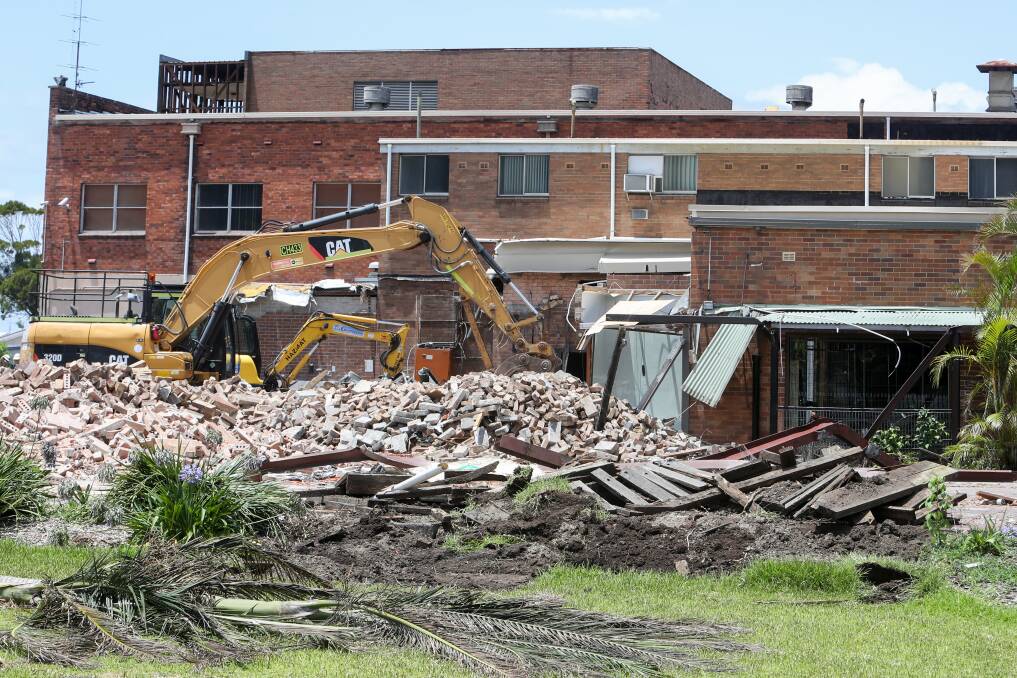 WRECKED: Demolition works at the club site are expected to continue until mid-February, before construction on a four-storey complex begins. Picture: Adam McLean