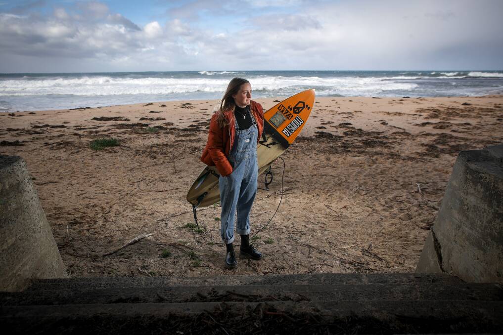 Georgie Matts at Coledale Beach, the scene of an ugly encoutner in the surf earlier this month. Picture: Adam McLean 
