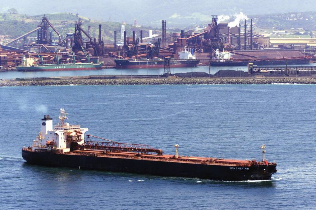 The Iron Chieftain approaches Port Kembla harbour. File Picture