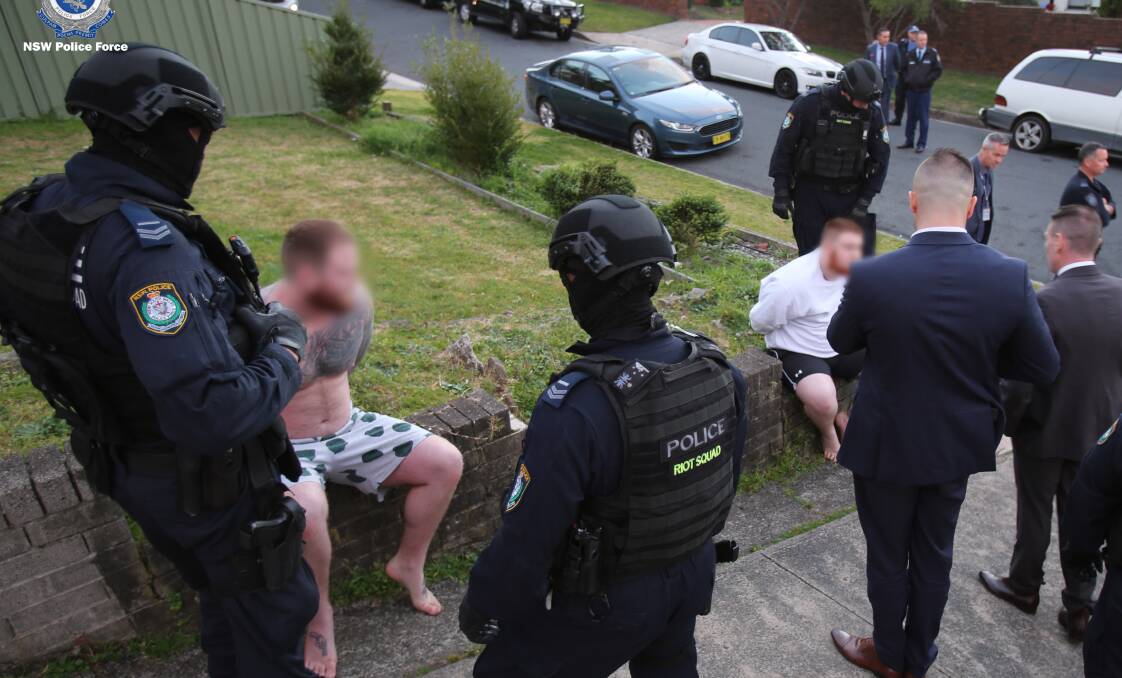 The flame-haired twins are arrested at their Coniston home on August 16, 2019. Picture: NSW Police 