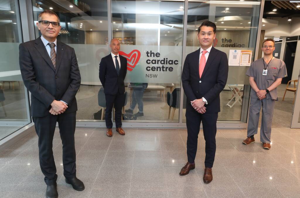 Dr Mohammad Azari, Wollongong Private Hospital Chief Executive Officer Steven Rajcany, Dr Astin Lee and Dr Ed Danson at The Cardiac Centre in Wollongong. Picture: Robert Peet