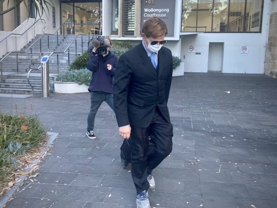 Darren Colquhoun departs Wollongong Courthouse on day one of trial. 