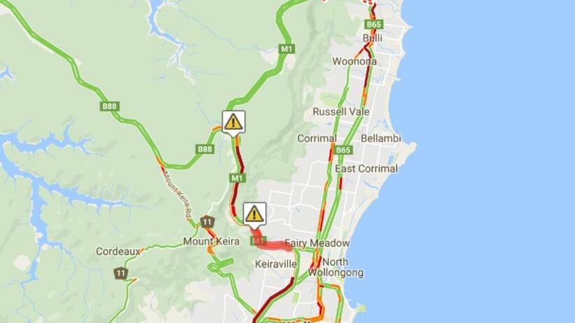 Mount Ousley Rd jammed as four cars go nose-to-tail