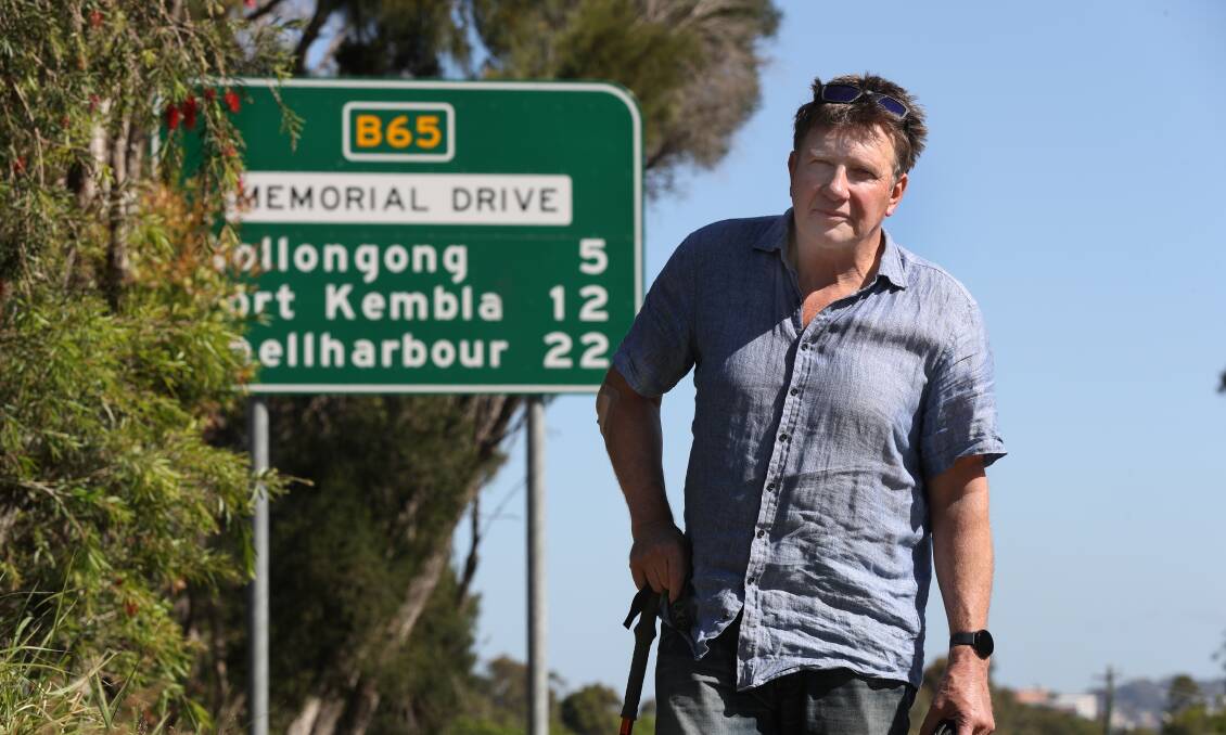 Stephen Wilson was approaching Wollongong when he was knocked from his bike last Friday morning. Picture: Robert Peet 