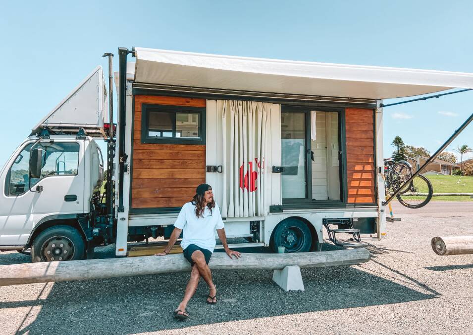 The couple says the truck's original Coke-branded side curtains come in handy for keeping their home private and clean. Picture: supplied 