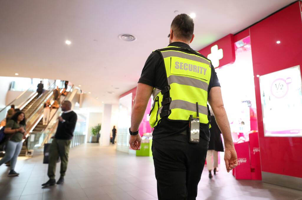 A security officer patrols Wollongong Central. Picture: Adam McLean 