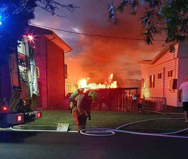 A firefighter at work at the site, Tuesday night. Picture: supplied 