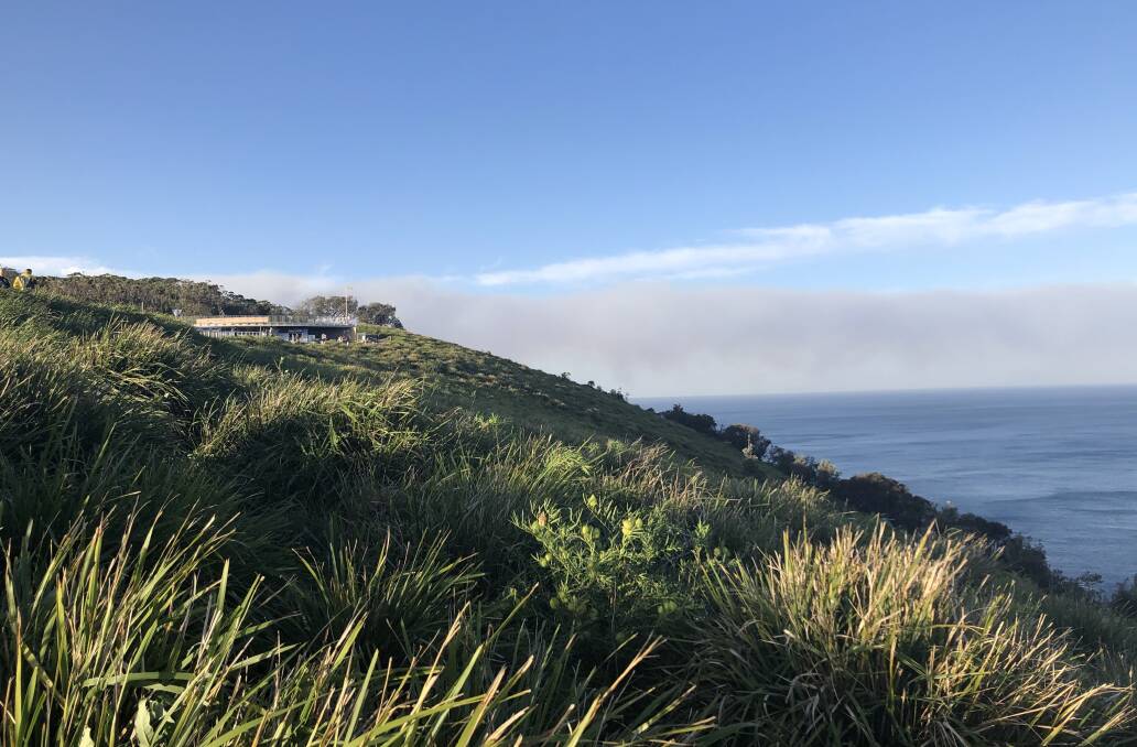 Smoke from the fire is visible from Hill 60 at Stanwell Park. Picture: Georgia Matts