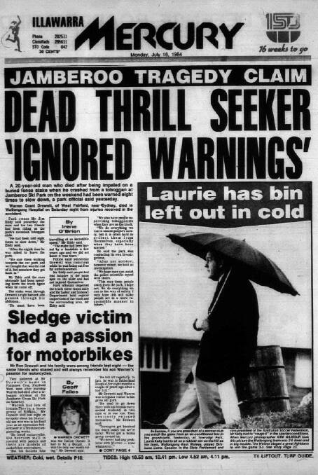 The tragedy made front page news in the Mercury in 1984. 