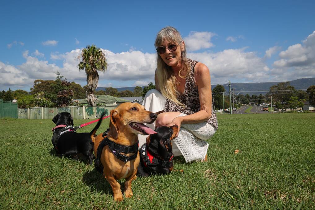 Paula Johnston takes care to secure and separate her dogs on nights when fireworks displays are scheduled, but cannot guard against unplanned, illegal crackers. Picture: Wesley Lonergan 