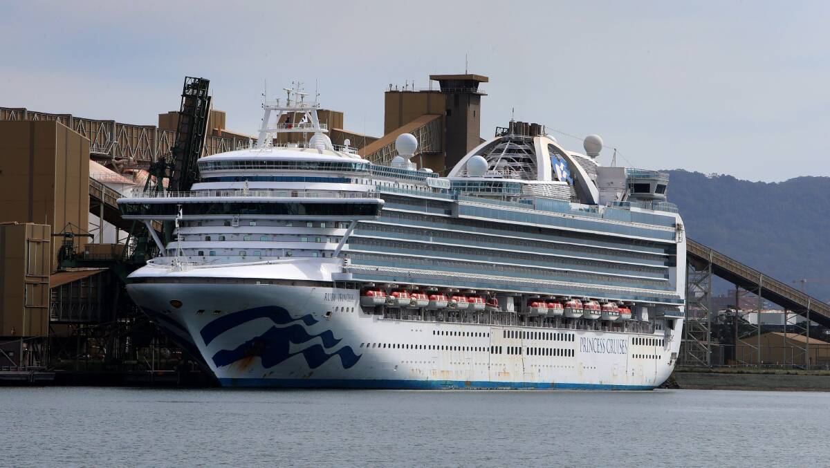 The Ruby Princess remains docked at Port Kembla on Monday. Picture: Sylvia Liber