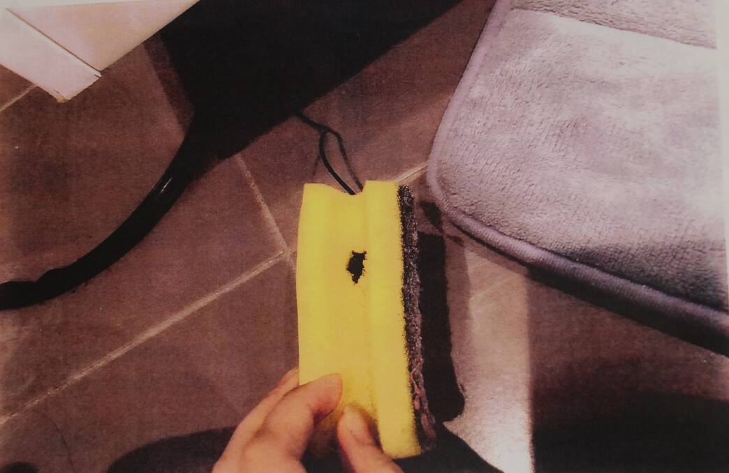EVIDENCE: A photograph tendered in Wollongong Local Court shows the sponge Auliaputra used to conceal a camera and recording device. Picture: supplied 