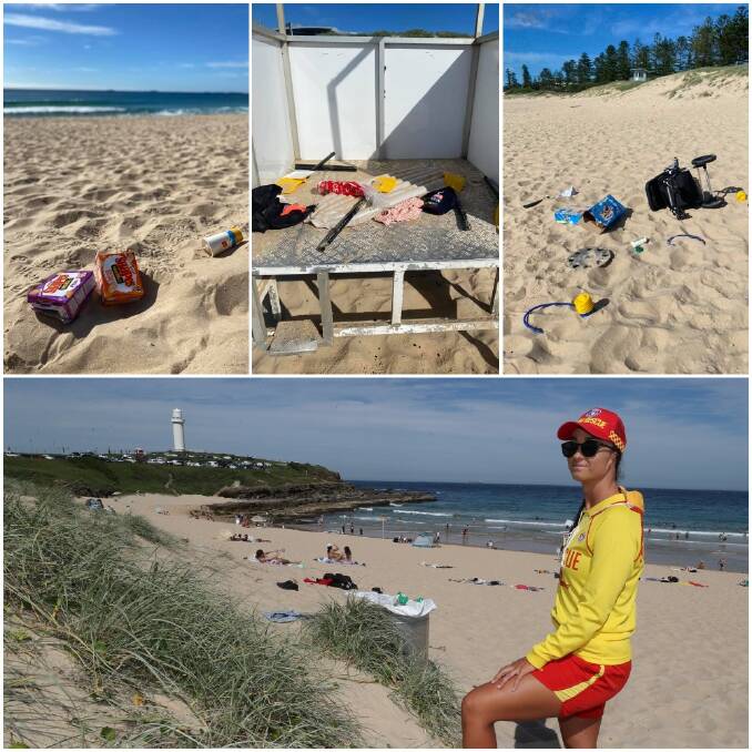 Shannon Fox wrote an impassioned notice to beachgoers after her beloved City Beach was left shrouded in litter. Main picture: Robert Peet 