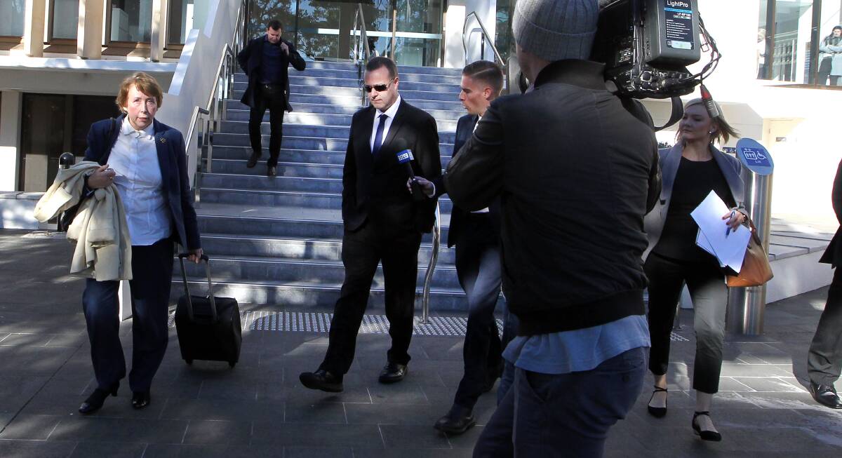 Miles departs Wollongong Courthouse following an earlier appearance. Picture: Sylvia Liber