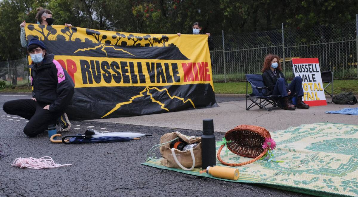 Protesters spent about an hour manning the blockade. Picture: supplied 