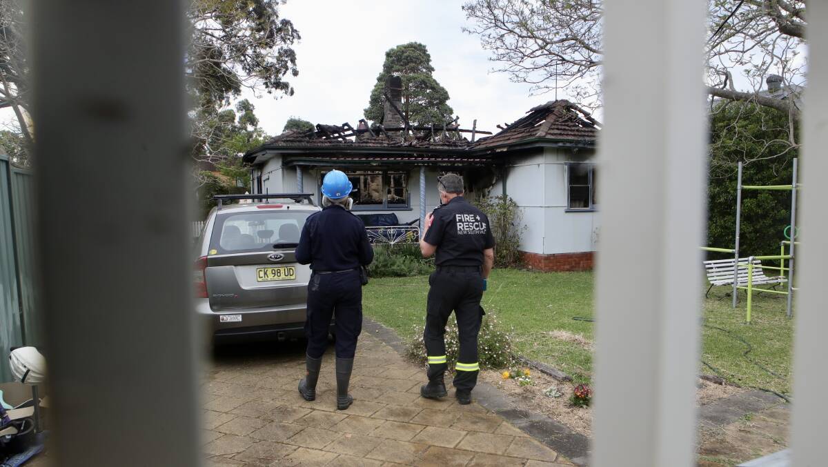 NSW Fire and Rescue personnel at the scene of the fire on October 10. Picture: Sylvia Liber 
