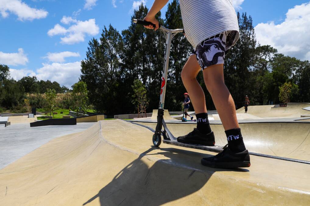 The park includes a contemporary snake run that pays homage to a beloved feature of Berry's former skate park, a mini bowl with roll-in and spine, a street/plaza area and the pump track. Picture: Wesley Lonergan