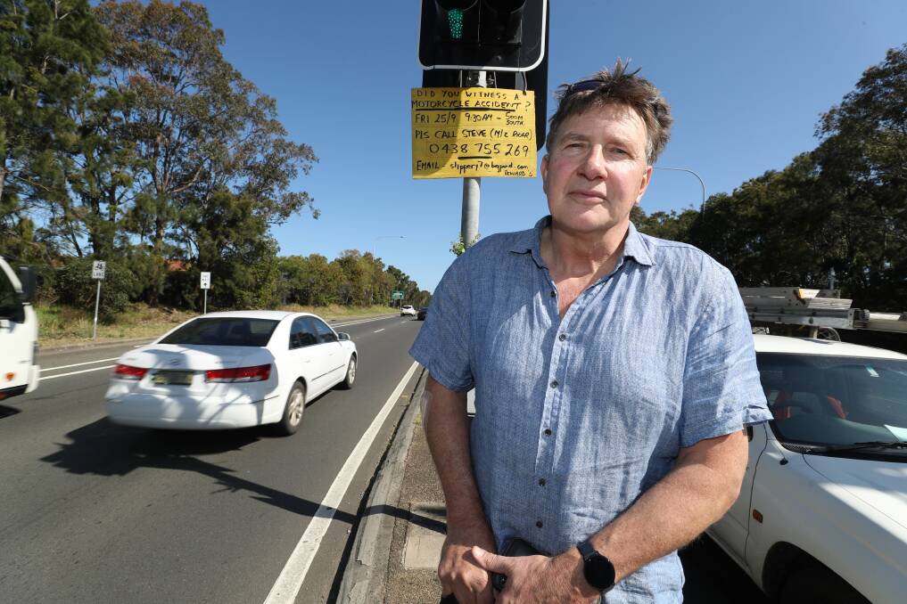 Stephen Wilson was on approaching Wollongong when he was knocked from his bike Friday morning. Picture: Robert Peet 