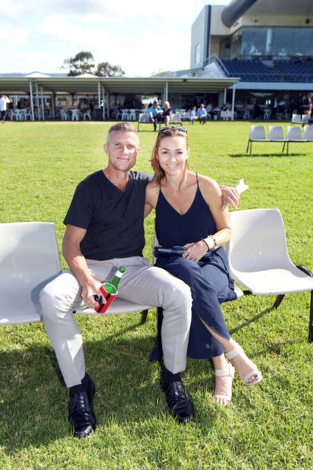 Brian Mobbs with wife Tina at Kembla Grange Turf Club on Saturday afternoon.
