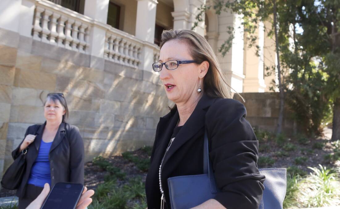 General manager governance and risk, Angela Taylor, and CEO, Jenni Hutchins, outside Wollongong courthouse. 