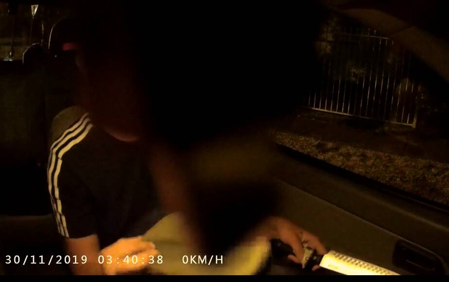 Mitchell produces the knife in a scene from the partly-obscured camera footage. 