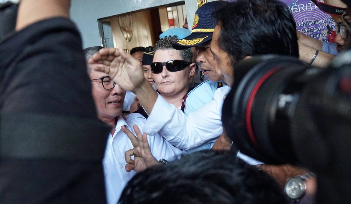 Australian Renae Lawrence leaves Bangli Prison in Bali, Indonesia after serving a 13-year sentence for drug trafficking. Picture: Amelia Rosa
