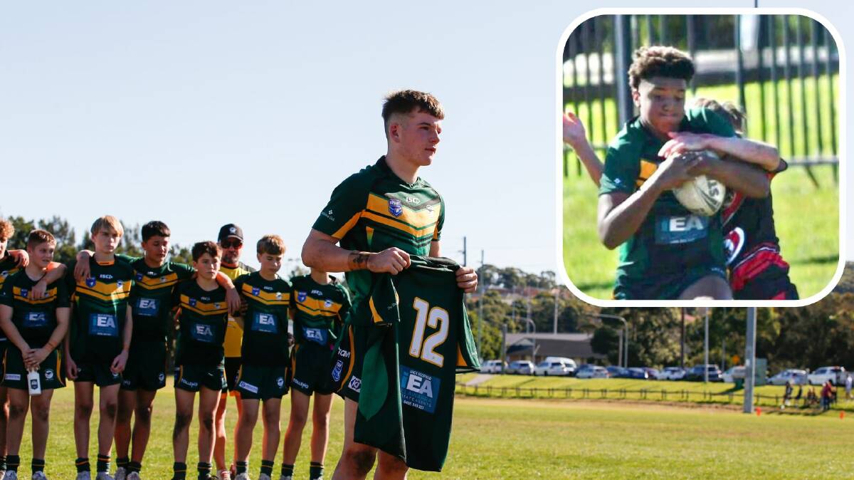 Team captain Darcy Farqhuar fought back tears as he stood in front of the Under 14s players lined up with their arms around each others shoulders, holding Gervis's number 12 against his chest.
