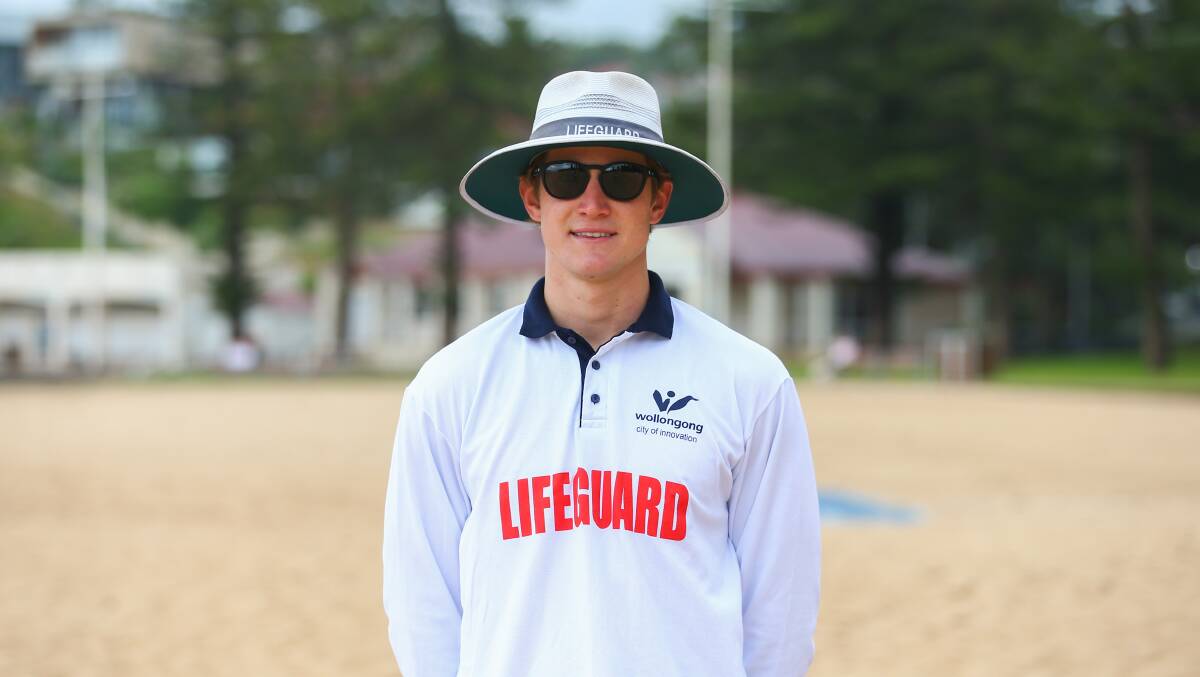 Dylan Gillett lifeguard at Austinmer Beach. Picture: Wesley Lonergan