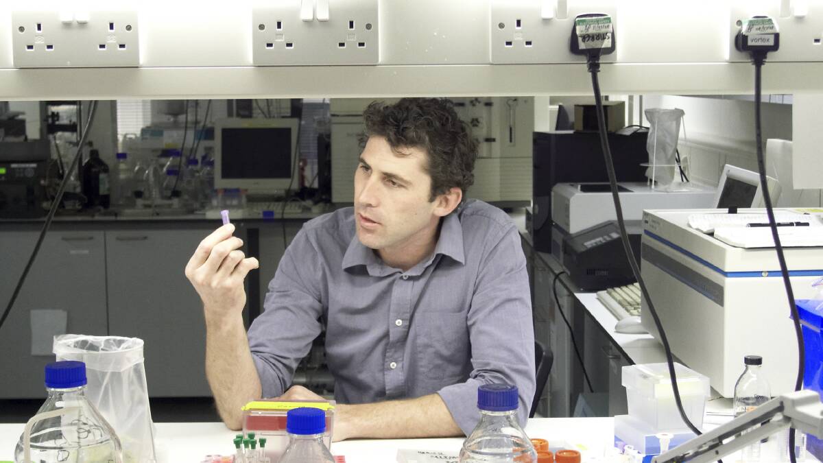 Justin Yerbury in his lab in 2010. Picture by Illawarra Mercury