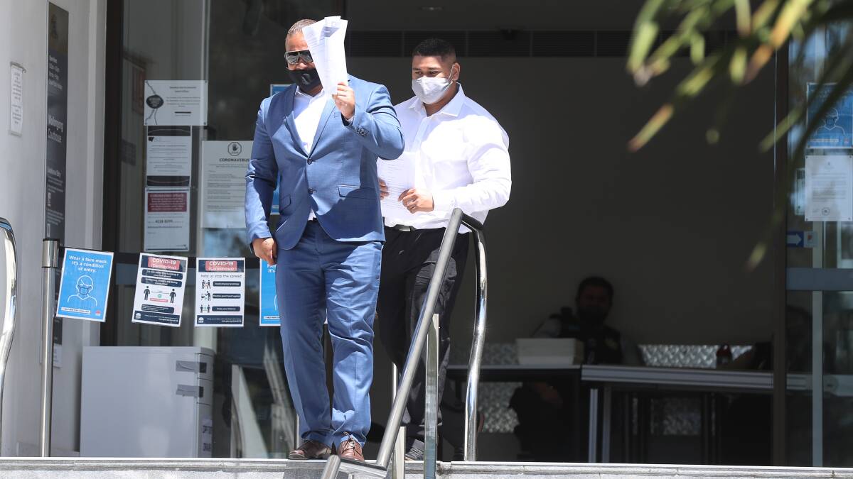 No jail time: Brothers Tevita and Ame Cottrell walk free from Wollongong Local Court on Tuesday after being spared jail over their involvement in a brawl at Fever Nightclub in March.