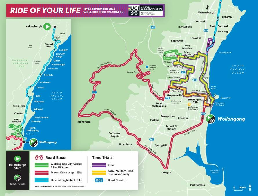 The UCI World Road Championships Wollongong 2022 official map